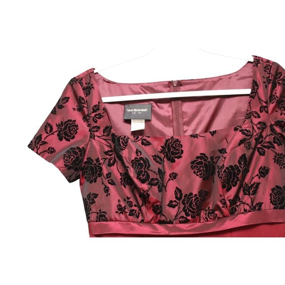 Vintage Empire Waist Gown 4 Petite Wedding Guest Formal Floral Velvet Whimsigoth - Picture 6 of 16